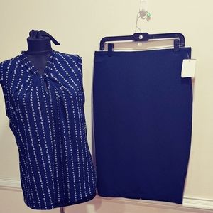 New Tommy Hilfiger shirt with New dark blue skirt
